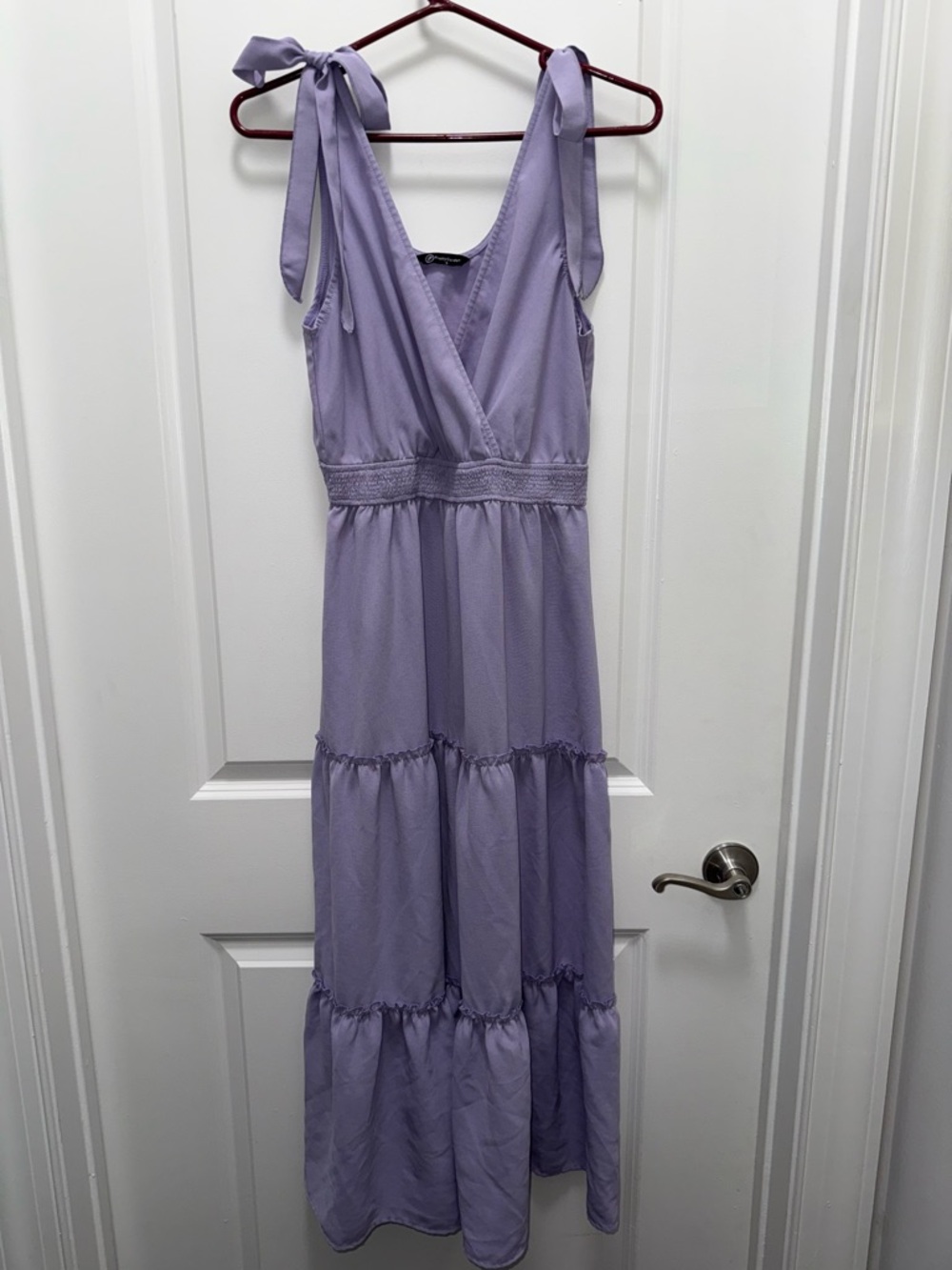 Pretty Garden Lavender Tie-Shoulder Tiered Maxi Dress